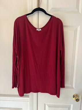 Piko 1988 Long-Sleeve Scoop Neck Loose Fit Bamboo Top Burgundy size M